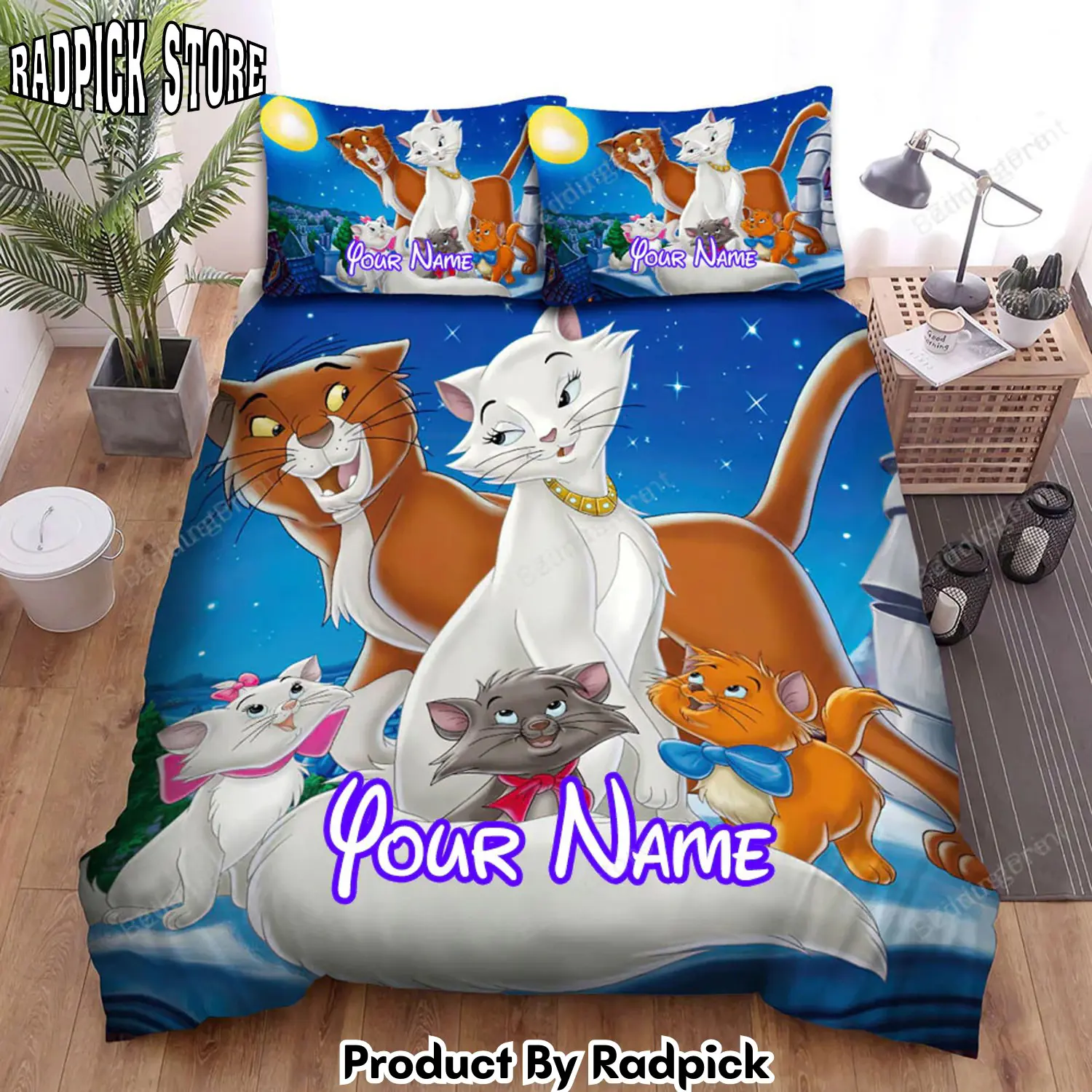 Radpick the aristocats 28197029 movie poster theme bed sheets duvet cover personalized name bedding sets rp3271427